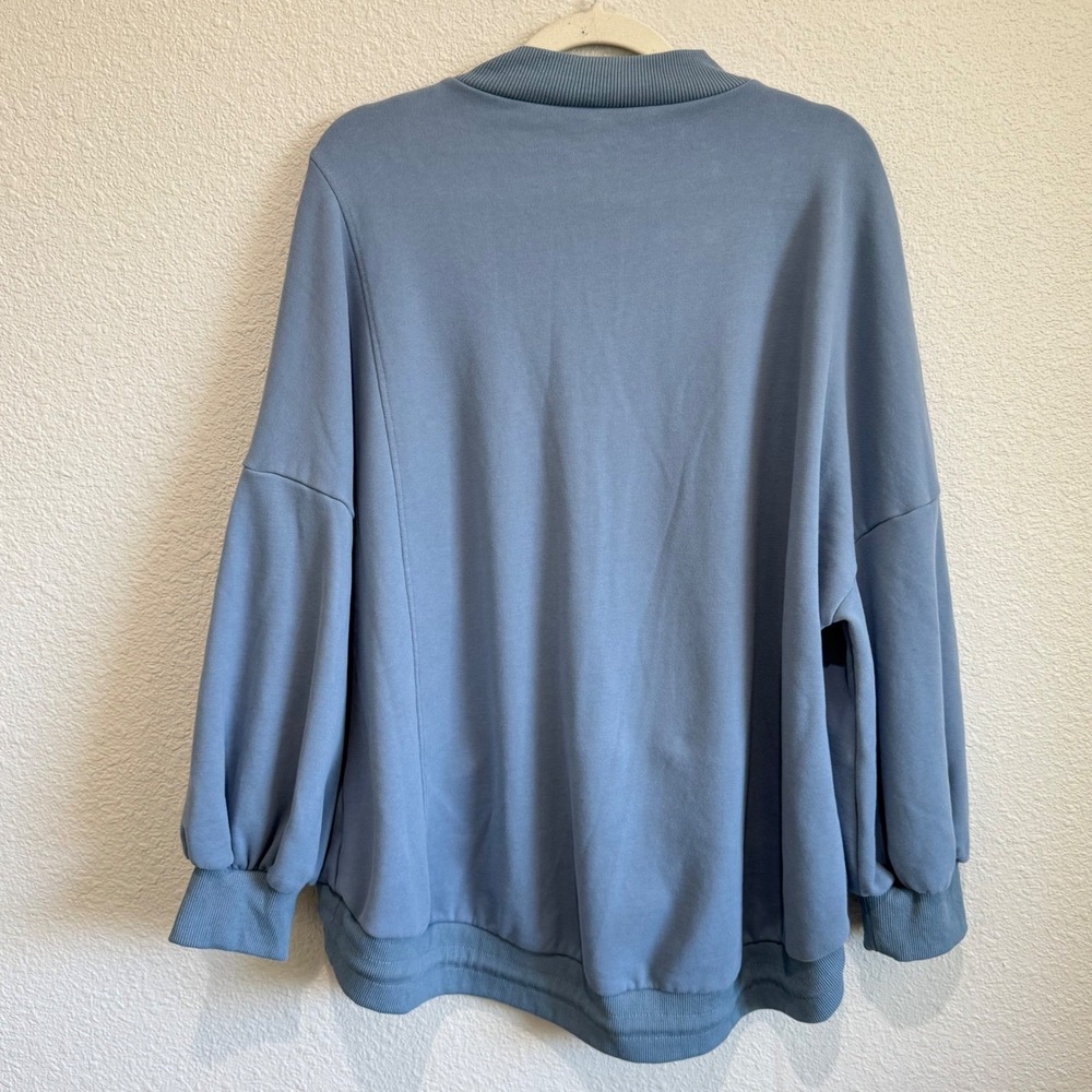 NAP Womens Oversized Mock Neck Balloon Sleeve Drawstring Sweatshirt Boho L - Picture 8 of 9